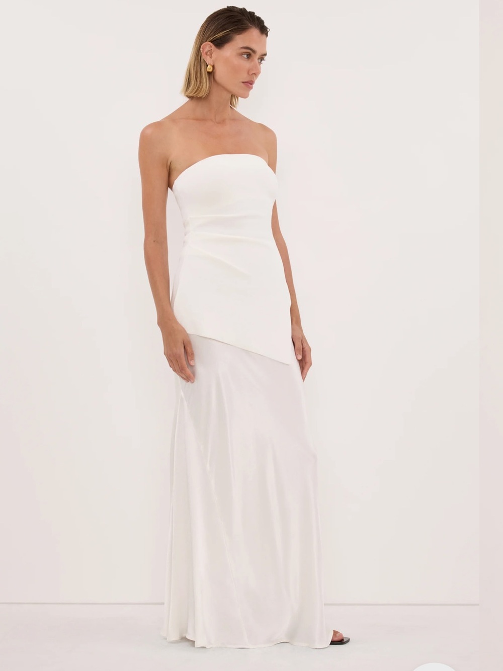 Strapless White Asymmetric Top
